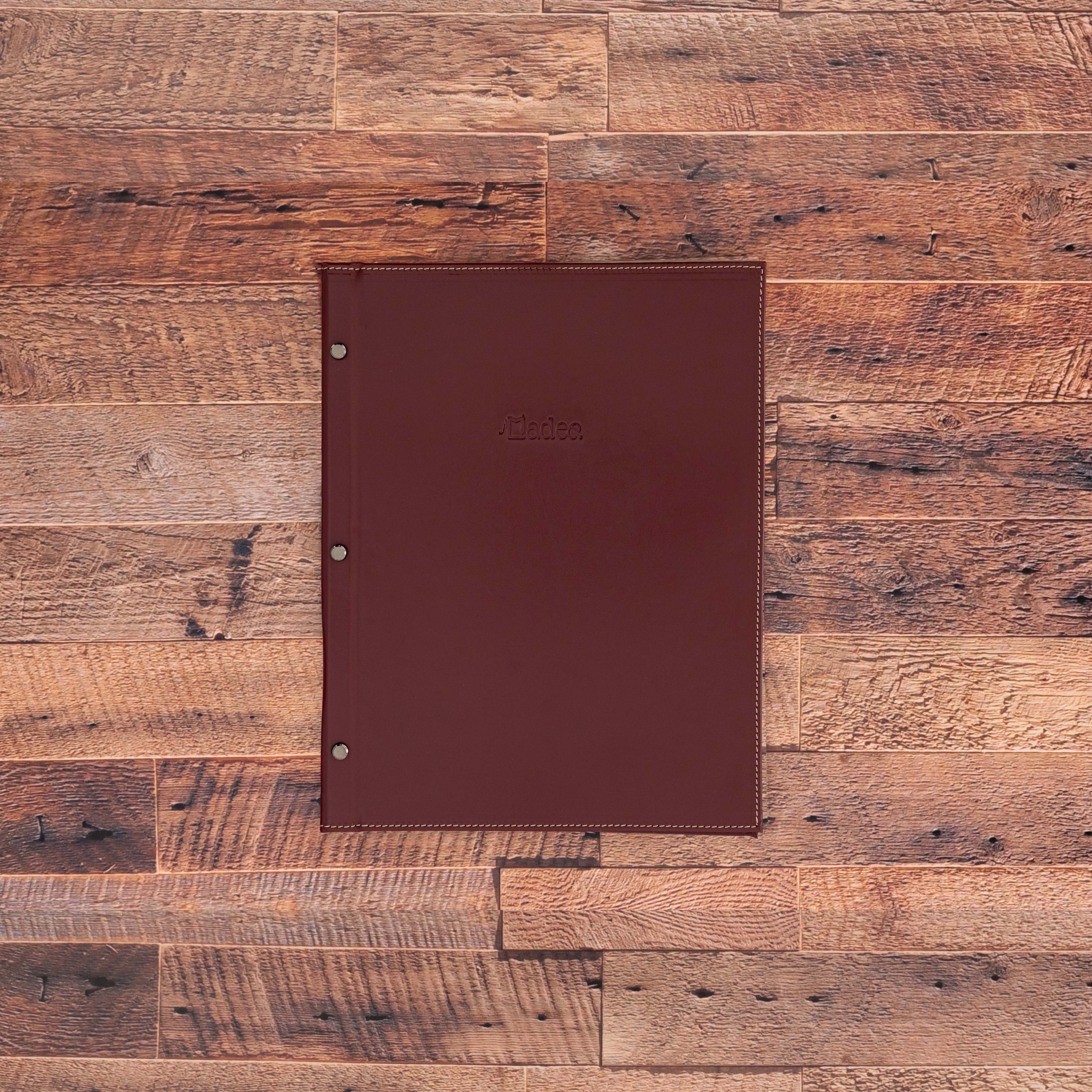 Porte menu personnalisable en simili cuir