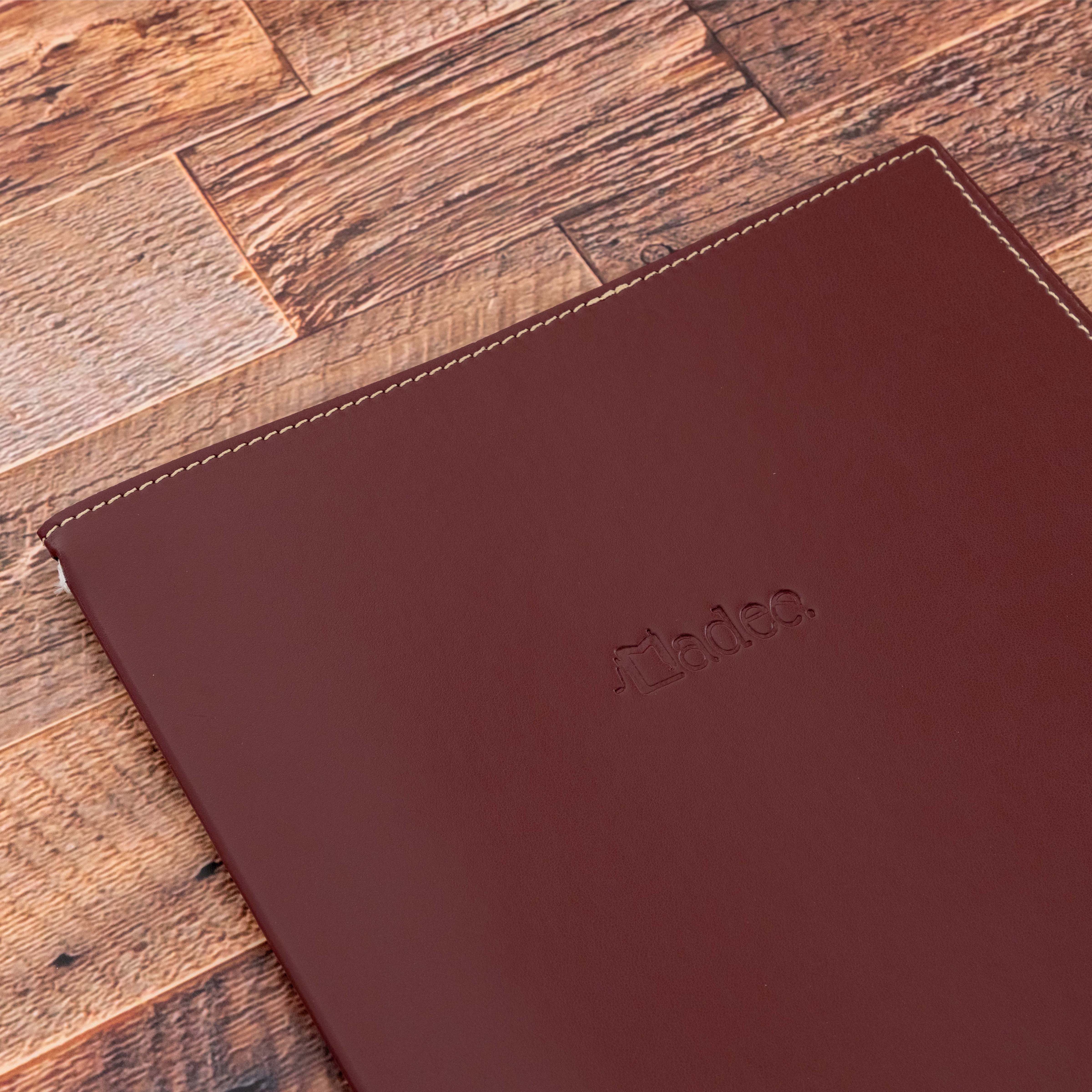Porte menu personnalisable en simili cuir