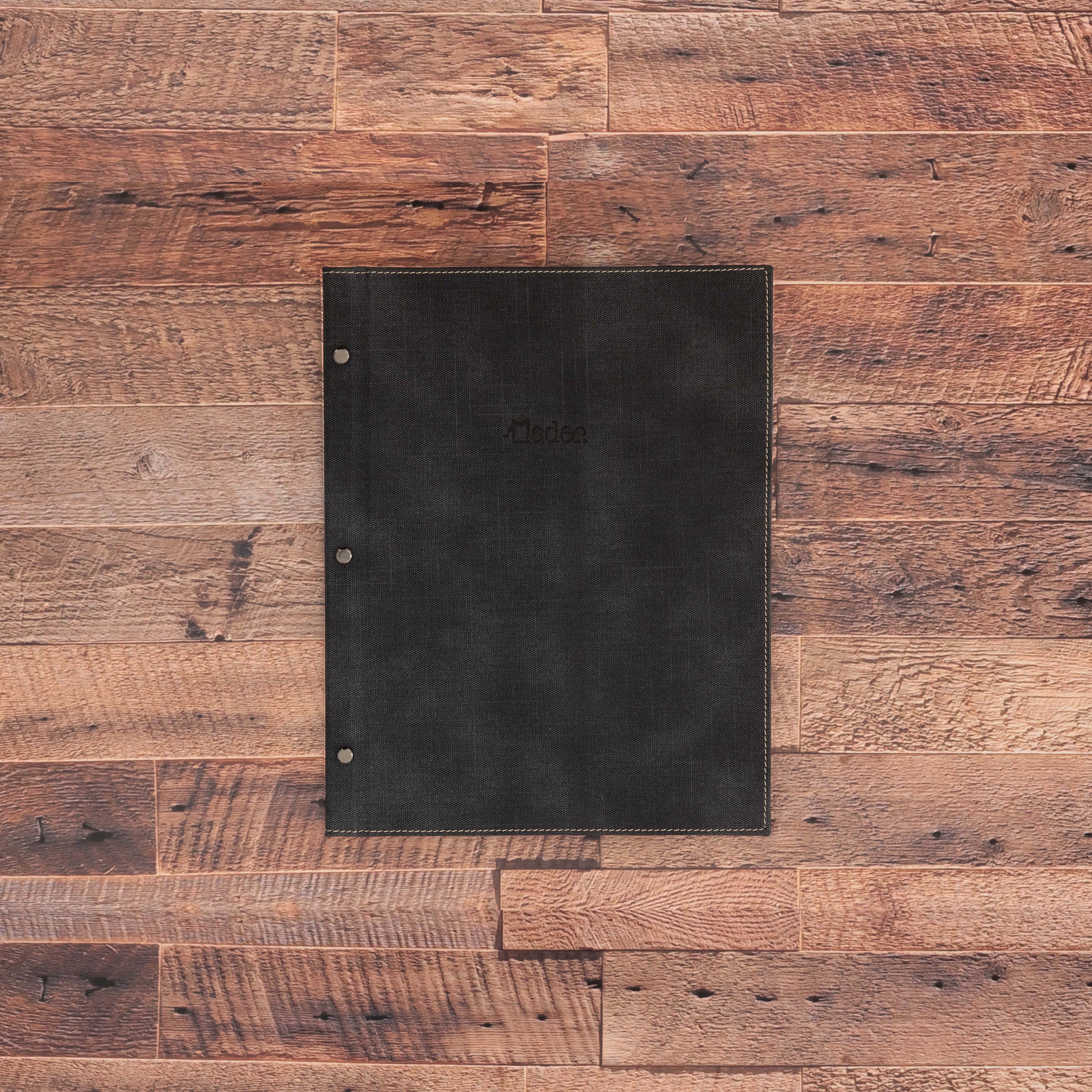 Porte menu personnalisable en simili cuir