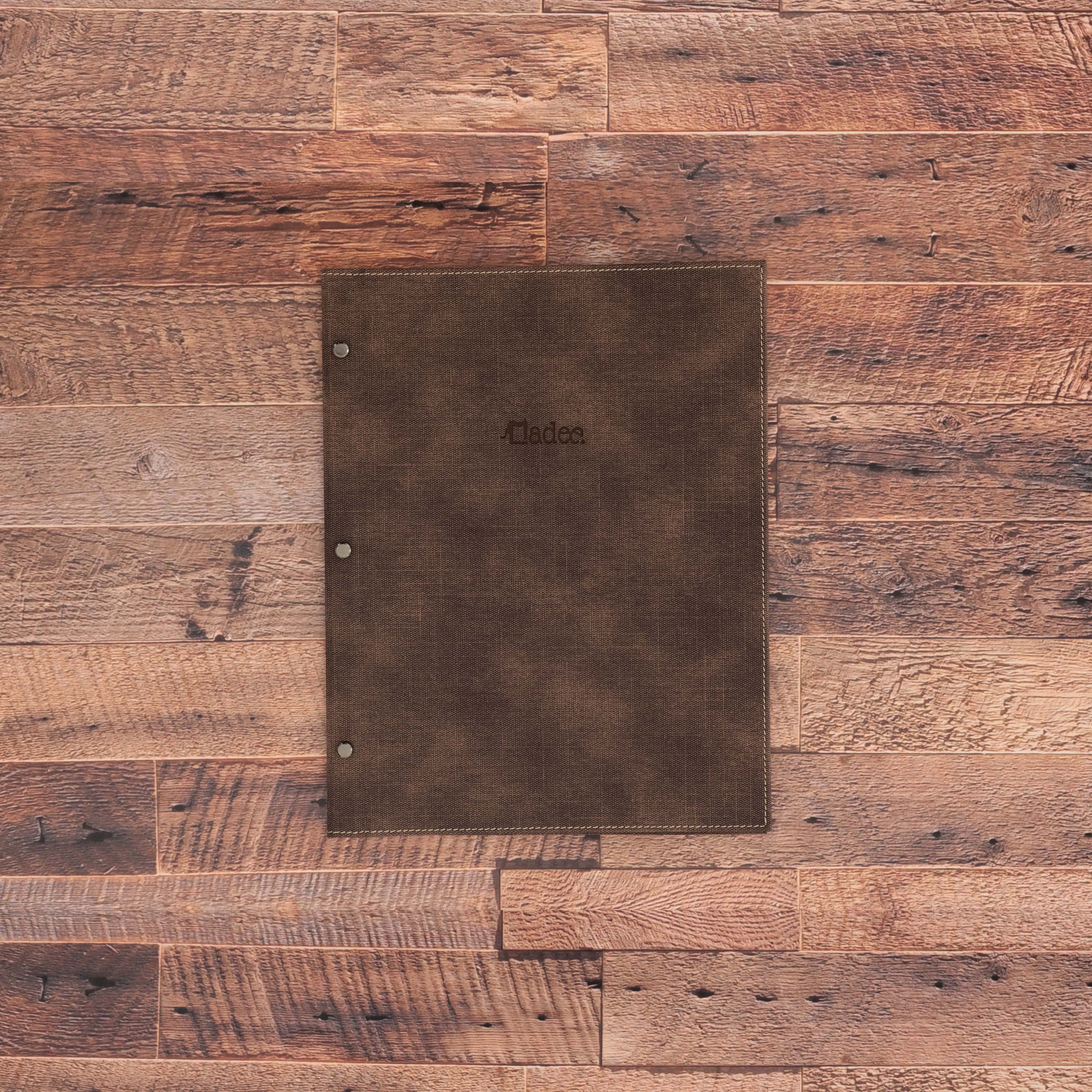 Porte menu personnalisable en simili cuir
